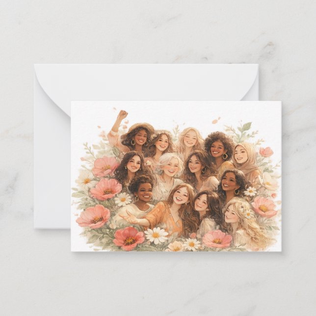 Personalized Floral Botanical Women's Day Greeting Note Card (Front)