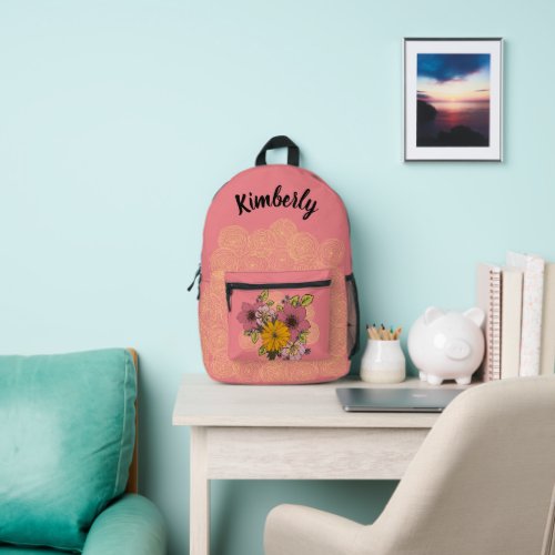 Personalized Floral Bouquet Backpack