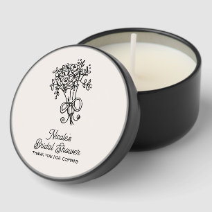 Personalized Floral Bouquet Doodle Bridal Shower Mini Candle Favors
