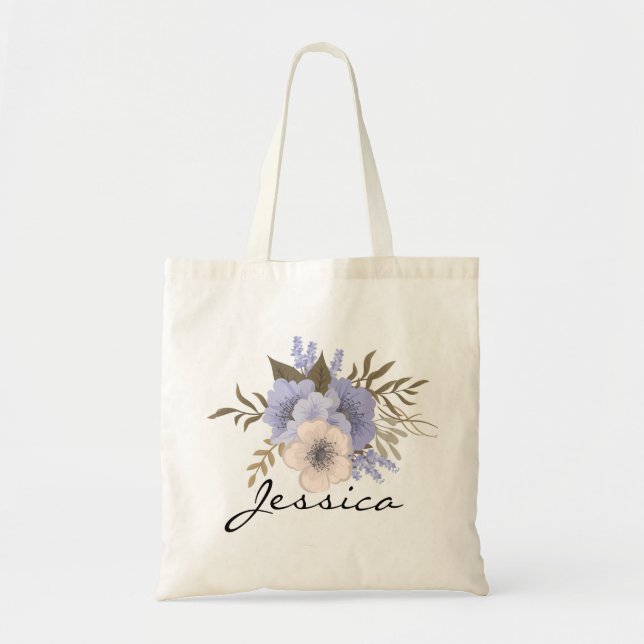 Personalized Floral Bouquet Tote Bag (Front)