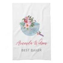 Personalized Floral Bowl and Whisker Bakers Kitchen Towel