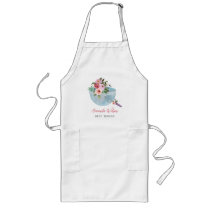 Personalized Floral Bowl and Whisker Bakers Long Apron