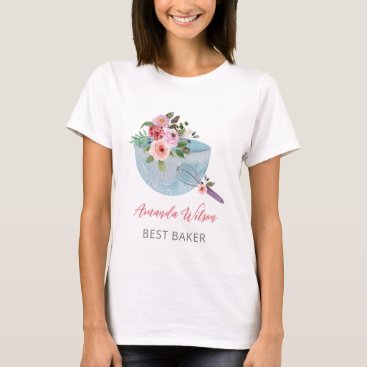 Personalized Floral Bowl and Whisker Bakers T-Shirt