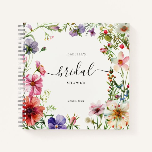 Personalized Floral Bridal Shower Guest Notebook (Front)