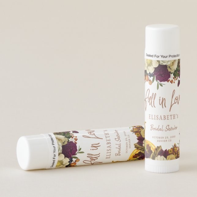 Personalized floral bridal shower party favor lip balm (Front)