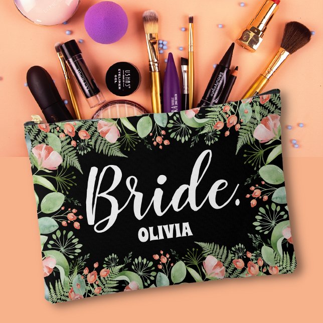 Personalized Floral Bride  Accessory Pouch (Creator Uploaded)