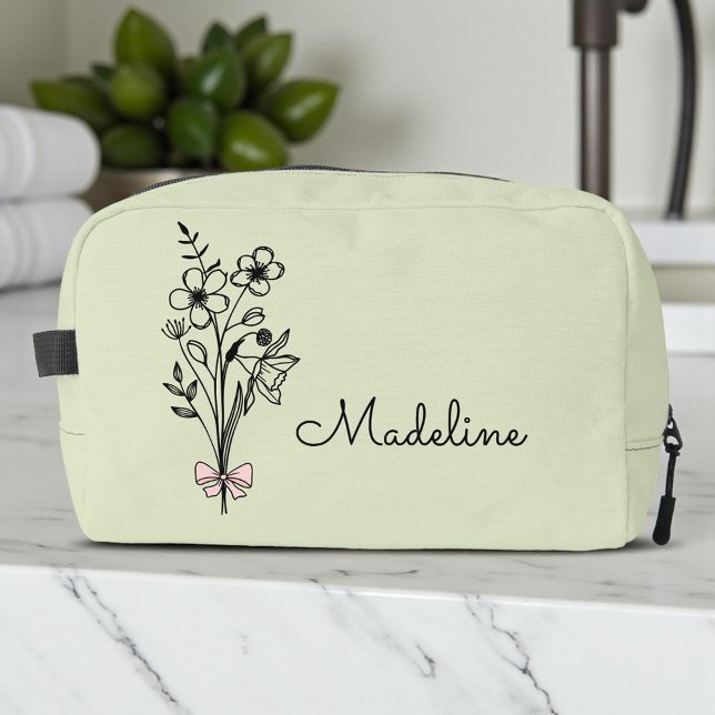 Personalized Floral Bridesmaid Sage Dopp Kit (Creator Uploaded)