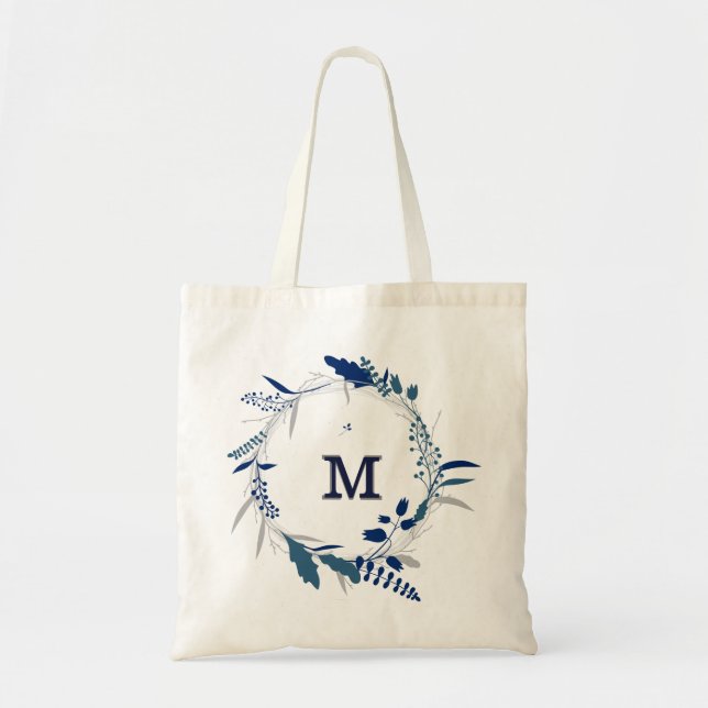 Personalized Floral Bridesmaid Tote Bag (Front)