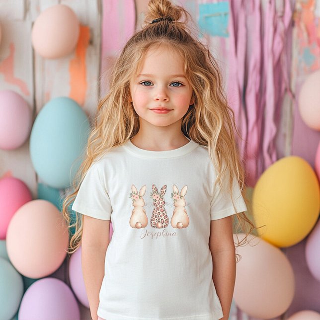 Personalized Floral Bunny Easter kids T-Shirt (Personalized Floral Bunny Easter kids T-Shirt)