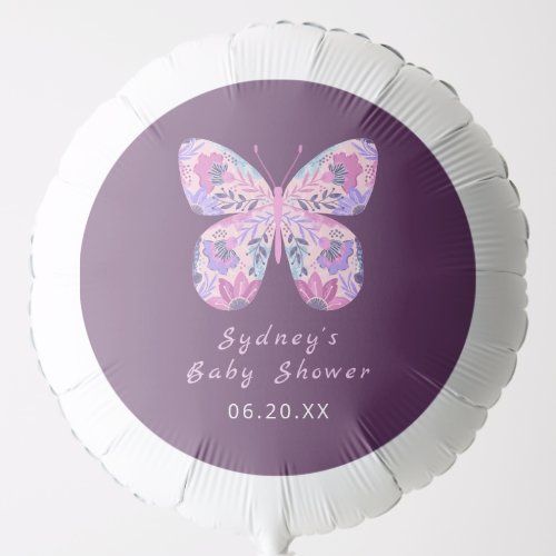 Personalized Floral Butterfly Baby Shower Balloon