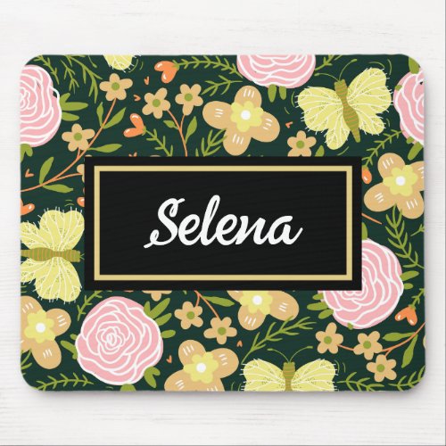 Personalized Floral Butterfly Pattern Spring  Mouse Pad
