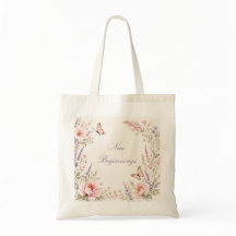 Personalized Floral Butterfly Tote Bag