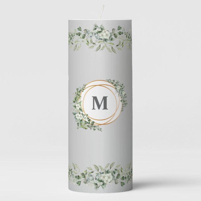 Personalized Floral Candle with Gold Rings  (Front)