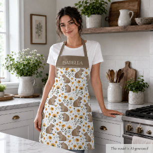 Personalized Floral Capybara Apron