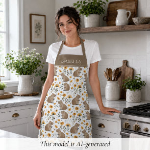 Personalized Floral Capybara Apron
