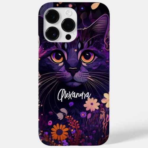 Personalized Floral Cat iPhone Case for Cat Lovers