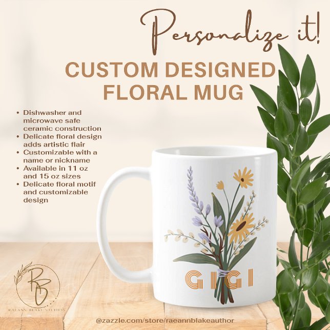 Personalized Floral Ceramic Mug (Creator Uploaded)