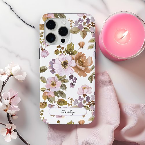 Personalized Floral Chic Flower Botanical Name iPhone 15 Pro Max Case