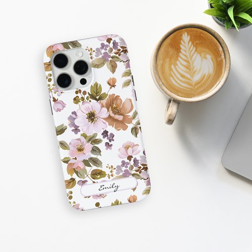 Personalized Floral Chic Flower Botanical Name iPhone 15 Pro Max Case