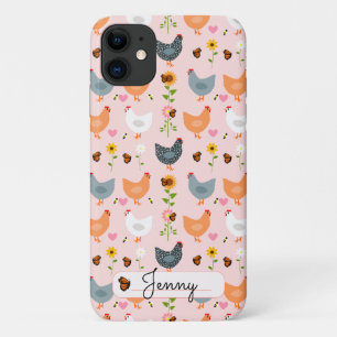 Personalized Floral Chickens iPhone 11 Case