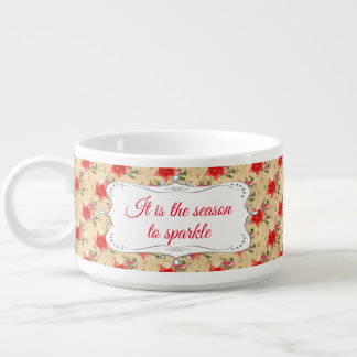 Personalized Floral Christmas Pattern Bowl