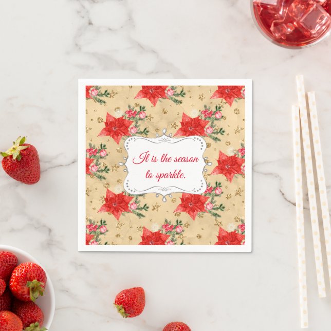 Personalized Floral Christmas Pattern Napkins (Insitu)