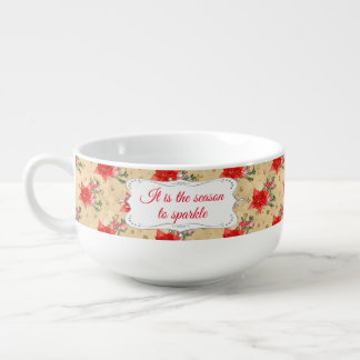 Personalized Floral Christmas Pattern Soup Mug