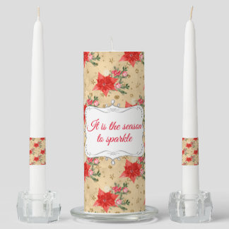 Personalized Floral Christmas Pattern Unity Candle Set