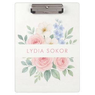 Personalized Floral Clipboard with Name