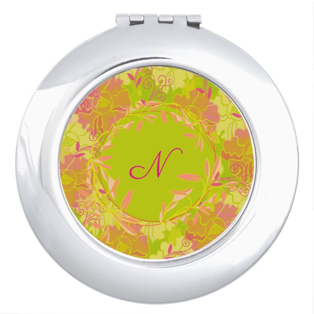 Personalized Floral Compact Mirror (Front)
