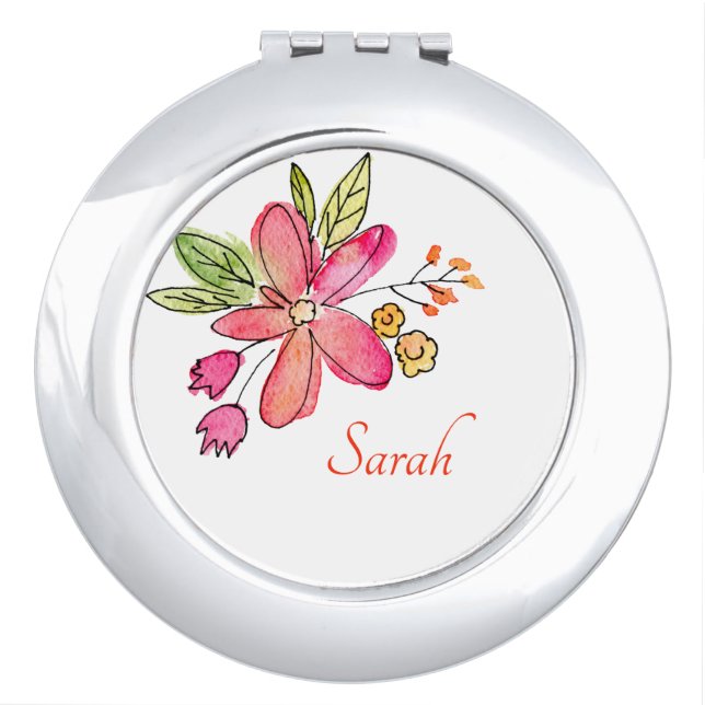 Personalized floral compact mirror (Front)