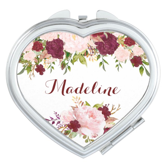 Personalized Floral Compact Mirror (Front)