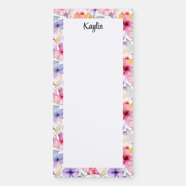 Personalized Floral Coquette Name Magnetic Notepad (Front)