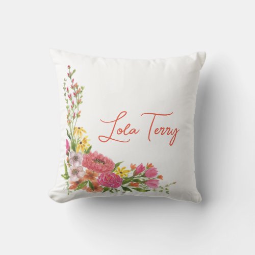 Personalized Floral Corner Pillow