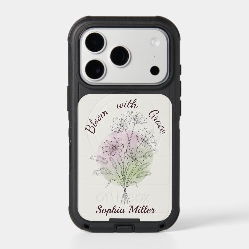 Personalized Floral Cosmos Botanical Custom Name iPhone 17 Pro Case