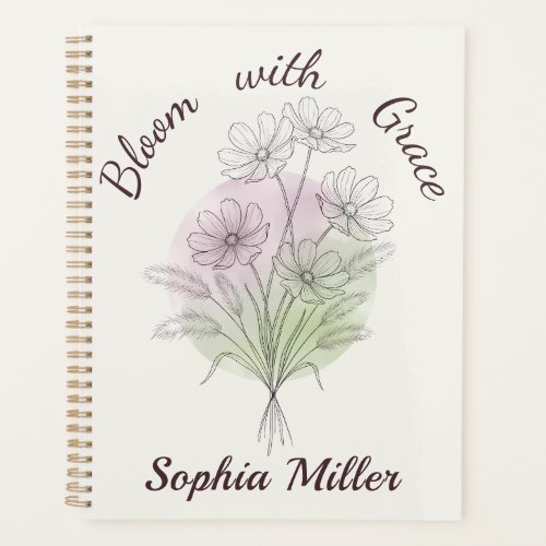 Personalized Floral Cosmos Botanical Custom Name Planner