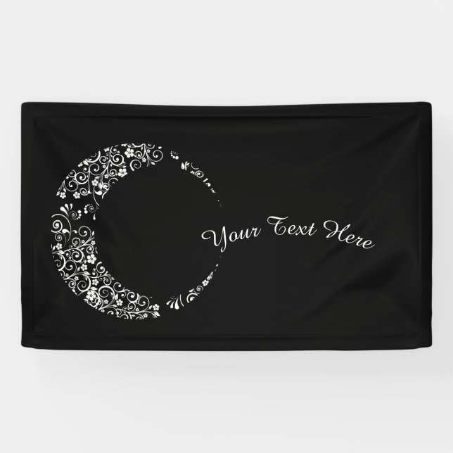 Personalized Floral Crescent Moon Banner (Horizontal)