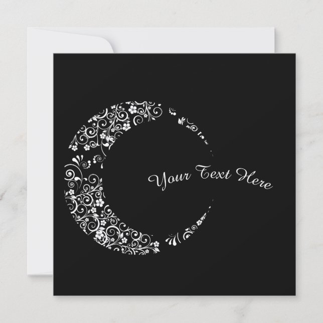 Personalized Floral Crescent Moon Flat Card (Front)