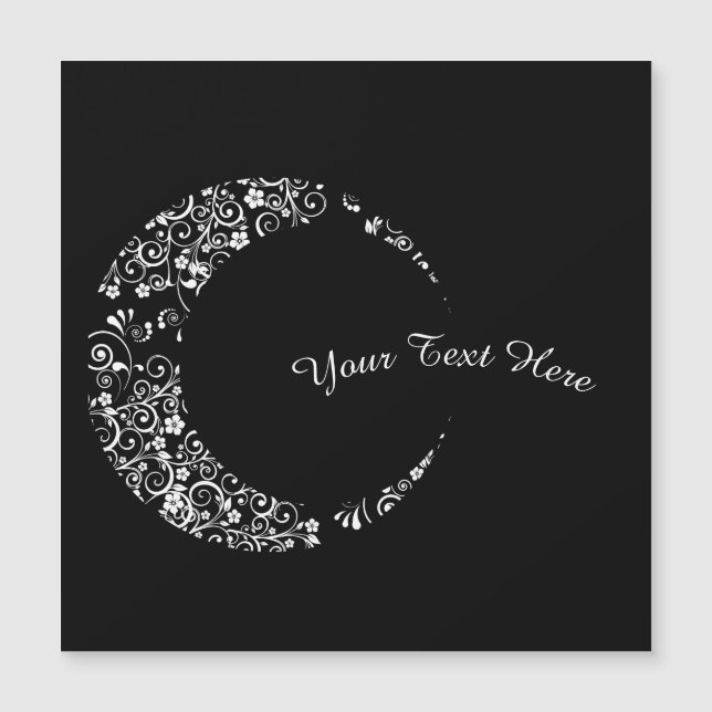 Personalized Floral Crescent Moon Magnetic Card (Front)