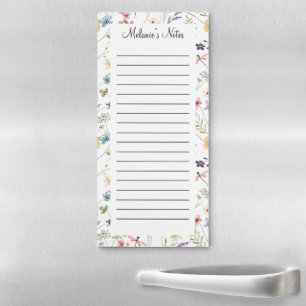 Personalized Floral Custom Name Lined Magnetic Notepad