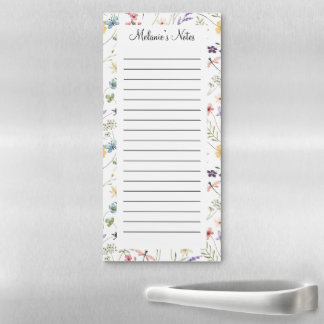 Personalized Floral Custom Name Lined Magnetic Notepad