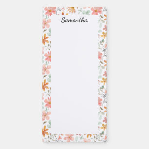 Personalized Floral Custom Name Magnetic Notepad