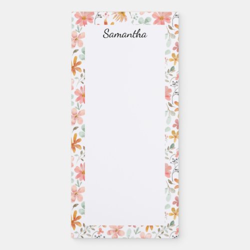 Personalized Floral Custom Name Magnetic Notepad