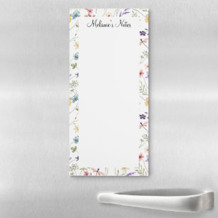 Personalized Floral Custom Name  Magnetic Notepad