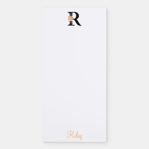 Personalized Floral Custom Name Monogram Letter R Magnetic Notepad