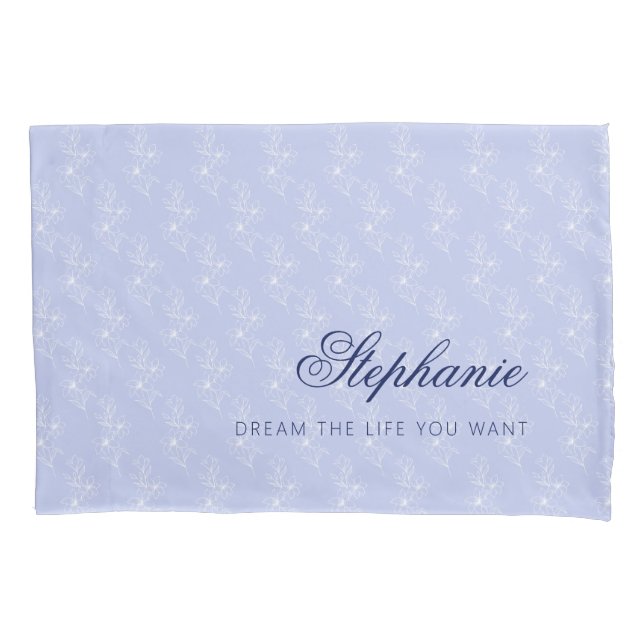 Personalized  Floral Custom Name Pillow Case (Front)