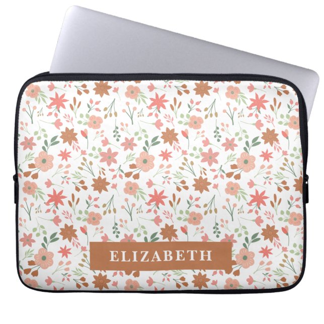 Personalized Floral Cute Spring Flower Boho Laptop Sleeve (Front)