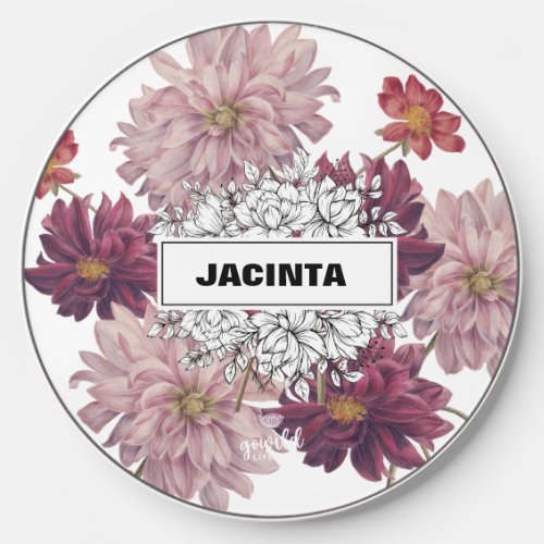 PERSONALIZED Floral Dahlia Wireless Phone Charger