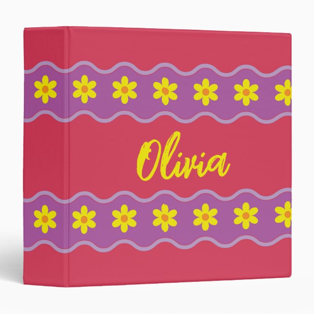 Personalized Floral Daisies  3 Ring Binder (Front/Spine)