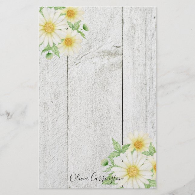 Personalized Floral Daisies Stationery (Front)